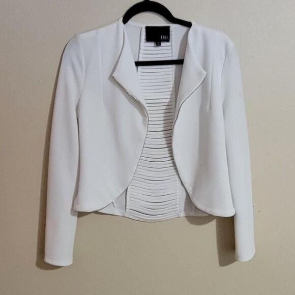 Kaii White Textured Knit Moto Open Blazer, Size Small - Picture 1 of 7